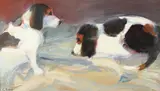 Charles Kenneth Sibley, Two Beagles at Rest, Oil on canvas