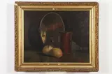 Still Life with Copper Pitcher and Onions by American School, STILL LIFE WITH COPPER PITCHER AND ONIONS, oil on canvas, sold Jun 2018