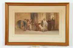 Interior Scene with Figures by Charles Cattermole, Gouache, offered Jun 2018