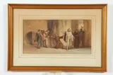Charles Cattermole, Interior Scene with Figures, Gouache