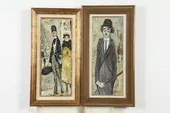 Gabriel Dauchot, CHARLIE CHAPLIN and COUPLE, each signed, Oil on canvas