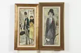 Gabriel Dauchot, CHARLIE CHAPLIN and COUPLE, each signed, Oil on canvas