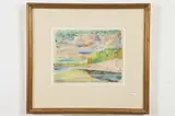 David Burliuk, SEVILLE SEASCAPE, artist identified and titled on gallery label verso, Watercolor and crayon