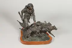Hunter with Pack by Daro Flood, Bronze, sold Jun 2018