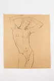 Allyn Cox, Nude Man Standing, Charcoal on paper