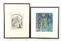 Byron Browne, Abstract Figures: Two Works, Mixed media