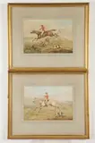 Henry Thomas Alken, FOX HUNTING SCENES: TWO WORKS, each identified verso and one titled "Dead Beat" verso, Watercolor
