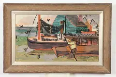 Karl Knaths, Dry Dock, Oil on board