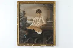 Abram Frey, Young Girl in White Dress, Pastel on paper laid on canvas