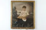 Abram Frey, Young Girl in White Dress, Pastel on paper laid on canvas