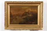 Boat in Harbor by Continental School, BOAT IN HARBOR, oil on canvas in "as is" condition, offered Jul 2018
