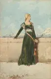 Aurelia Marcucci, Young Woman on Balcony, Watercolor