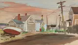 Charles Keller, Seaside Neighborhood, Gouache