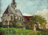 Ernst Sermon, The Chapel at Wolve, Oil on canvas laid on board