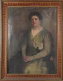 Portrait of Woman with Flowers at Waist by American School, Oil on canvas, offered Jul 2018