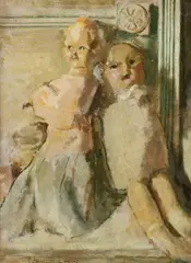Charles Lloyd Heinz, Two Dolls, Oil on board