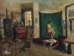 Isidore Saeys, STUDIO INTERIOR and ARTIST'S MODEL: TWO WORKS, each signed lower right, Oil on canvas