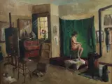 Isidore Saeys, STUDIO INTERIOR and ARTIST'S MODEL: TWO WORKS, each signed lower right, Oil on canvas