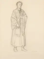 Allyn Cox, PORTRAITS OF WOMEN IN PERIOD DRESS: THREE WORKS, each signed, Charcoal