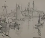 Port Scene by Emile Albert Gruppe, PORT SCENE, lithograph, sold Jul 2018