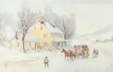 Joseph C. Claghorn, Arriving Stagecoach, Watercolor