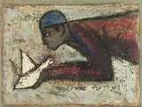Nissan Engel, MAN HOLDING WHITE DOVE and STUDY FOR MAN HOLDING WHITE DOVE: TWO WORKS, first; signed lower left; titled and located "Paris