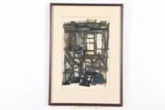 Abstract by Giuseppe Santomaso, Color lithograph, offered Jul 2018