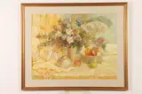 Wang Xiao, Table Top Still Life with Vase of Flowers, Pastel