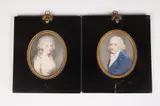 Continental School, Portraits of Gentleman and Lady: Pair, PORTRAITS OF GENTLEMAN AND LADY: PAIR, oil on ivorine