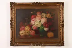 N. Bor, Still Life with Roses, Oil on canvas