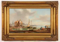 M. Adrian, Hanging the Fishing Nets, Oil on canvas