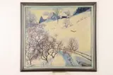 Anna Woodward, Snow Covered Landscape, Oil on canvas in "as is" condition