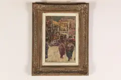 Henry Botkin, City Scene, Oil on board