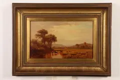 Aaron Draper Shattuck, Watering the Cattle, Oil on canvas .