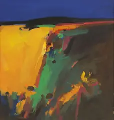 Untitled by John Miller, oil on canvas 76 x 71cm, sold Oct 2022