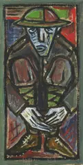 Untitled by Billy Childish, c.1990s oil on canvas 50 x 25cm Provenance: the artist; Lilford Gallery, sold Oct 2022