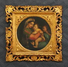 Untitled by Costa di Conti after Raphael, in the original carved Florentine frame After the original in the Pitti Palace, sold Sep 2022