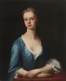 Enoch Seeman, Untitled, her arms resting on a ledge oil on canvas 76 x 62.5cm