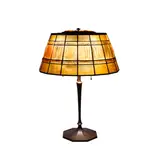 Linenfold Table Lamp by Tiffany Studios, Favrile glass, patinated bronze, shade stamped 'TIFFANY STUDIOS N, sold Oct 2021
