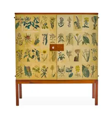 Josef Frank, Flora Cabinet, printed paper, mahogany