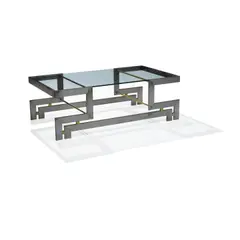 Custom Coffee Table by Arturo Pani, steel, brass, glass, sold Oct 2021