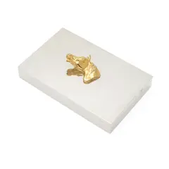Hermès, Table Box, silver plate and vermeil with fitted wood interior