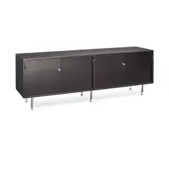 Credenza by Florence Knoll, for Knoll International, walnut with later wenge stain, leather, steel, sold Oct 2021