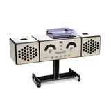 Phonograph Model RR-126 by Achille & Pier Giacomo Castiglioni, , aluminum, steel, wood, perspex, sold Oct 2021
