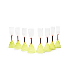 Set of Eight Vega Glasses by Marco Zanini, for Memphis Milano, blown glass, each inscribed 'M, sold Oct 2021