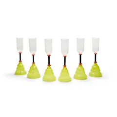 Set of Six Vega Glasses by Marco Zanini, for Memphis Milano, blown glass, each inscribed 'M, sold Oct 2021