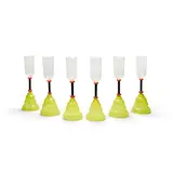 Marco Zanini, Set of Six Vega Glasses, for Memphis Milano, blown glass, each inscribed 'M