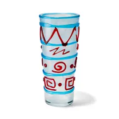Applied vase by Ermanno Nason, for Cenedese, opalescent blown glass with applied red and blue glass decoration, etched 'E, sold Oct 2021