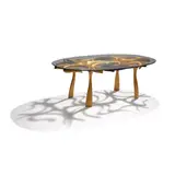 Jack Rogers Hopkins, Custom Dining Table, bird's eye maple, ebony, glass, branded on base 'JACK ROGERS HOPKINS'