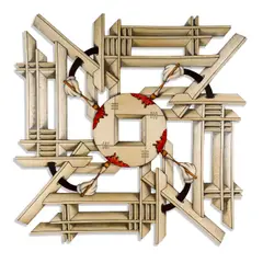 John Cederquist, Zen and the Art of Painting with Wood, from the Mickey Mandalas Series, Baltic birch plywood, epoxy resin, aniline dye and lithography inks